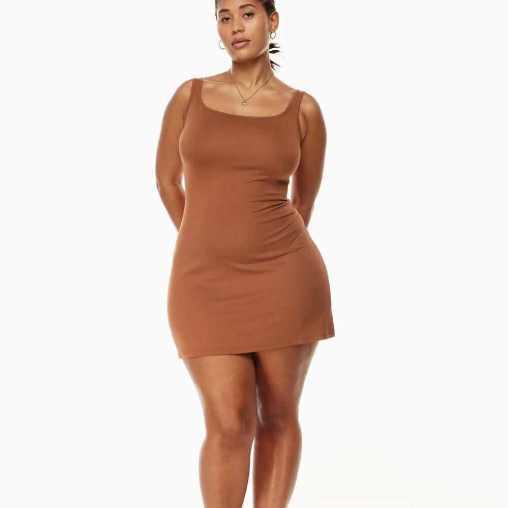 Aritzia Women's Brown and Tan Dress